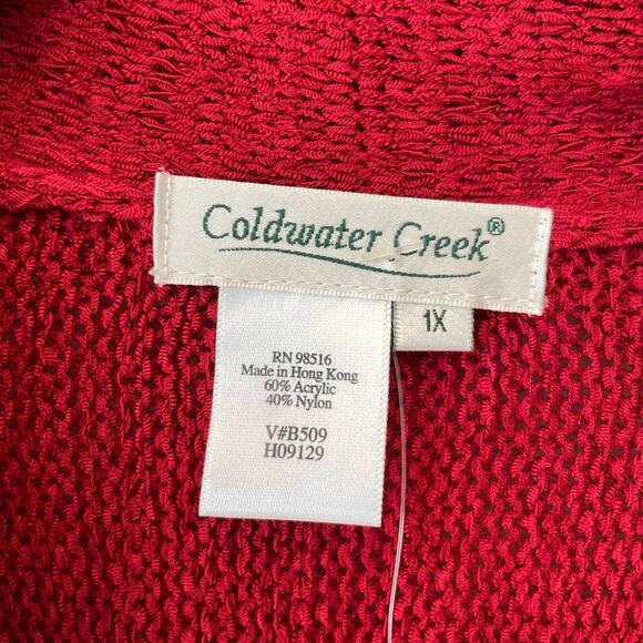 NWT Coldwater Creek Open Front Cardigan Size 1X Red Cable Designs Flowy - Picture 2 of 9